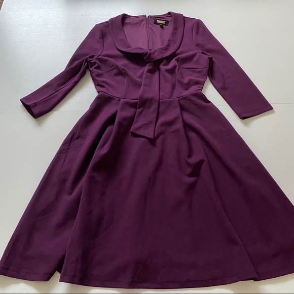 Alexia admor zoey neck tie fit flare dress small - Picture 4 of 9